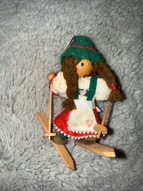 Vintage Kurt Adler 1980 Felt Skier Girl Christmas Ornament